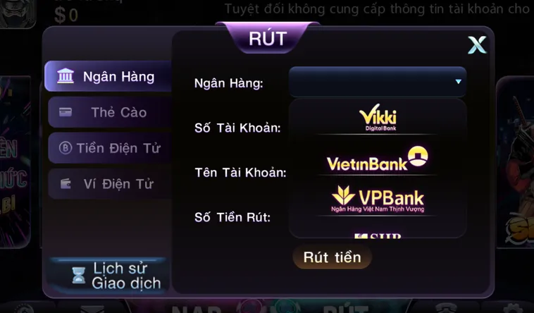 Rút tiền qua tài khoản ngân hàng an toàn - tiền về chỉ sau 5 phút.